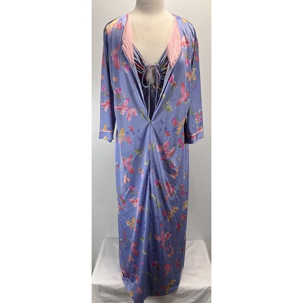 Vtg Shadowline 2 Pc Floral Peignoir Set Sz Medium Women's Robe Gown Long